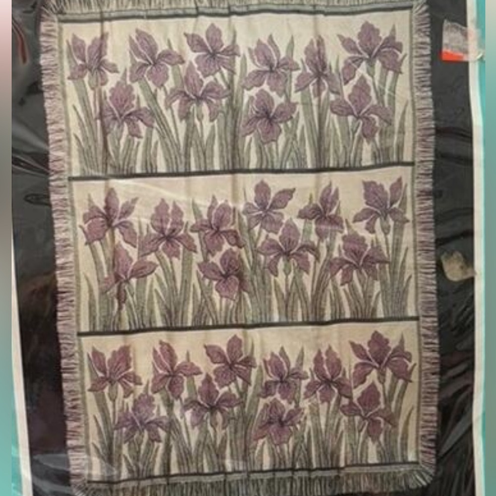 Vintage Fieldcrest 100% Cotton Throw - Spring Iris